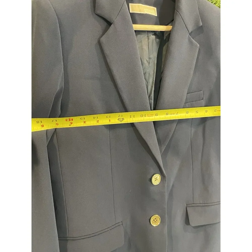 Michael Kors Women’s Navy Blue Blazer Suit Jacket Size M Gold Buttons